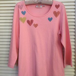 Quacker Factory 'Hearts' Scoop Neck Top, Size M
